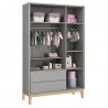 Interna Guarda Roupa Infantil 3 Portas New Classic Cinza com